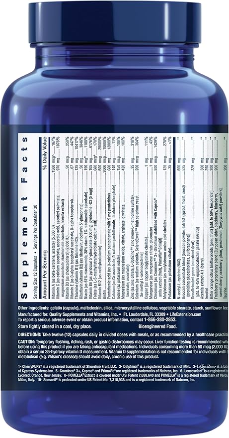 Life Extension Mix™ Capsules, high-Potency, Advanced Vitamin, Mineral, Fruit & Vegetable Formula, Vitamin C, B, D, E, Magnesium, for Whole-Body Health, Healthy Aging, Gluten-Free, 360 Capsules