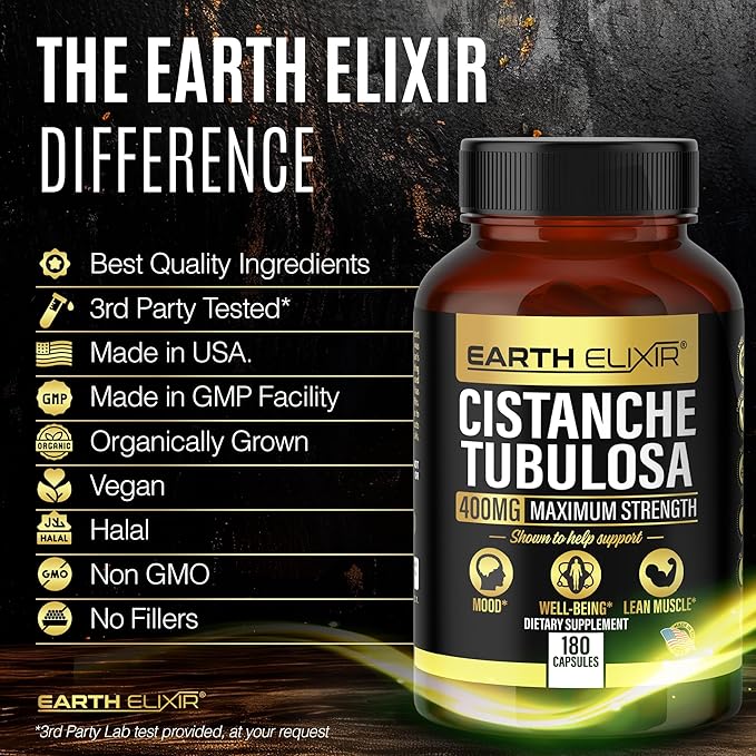 Cistanche Tubulosa 400 mg (180 Capsules) 3 Months Supply β Made in USA - 3rd Party Tested - Cistanche Supplement - Zero Fillers - Max Purity - Nootropics - 100% Pure Cistanche Herb