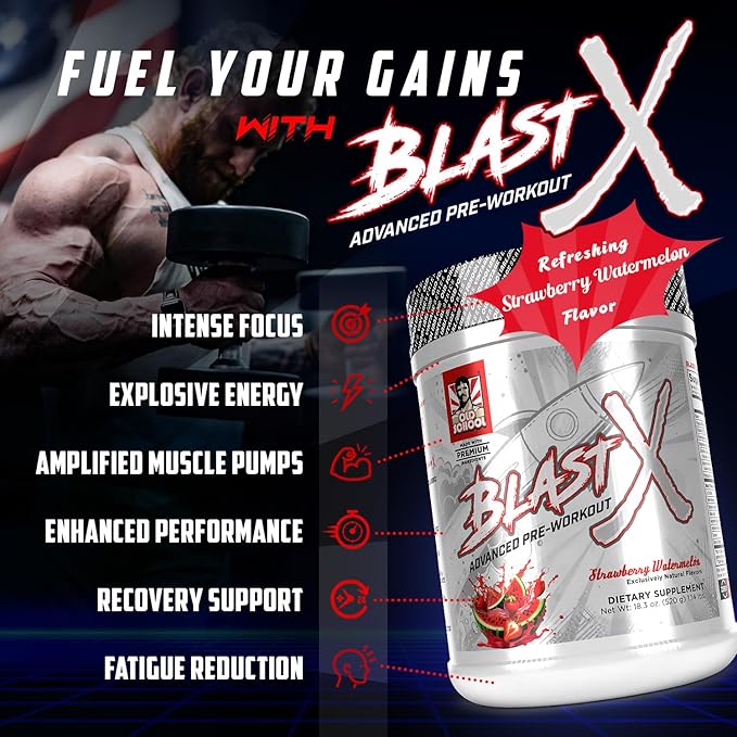 Blast X Advanced Pre Workout Powder, Intense Energy Booster Preworkout for Men & Women, Natural Caffeine + ZumXR®, Beta Alanine, Citrafuze™, L-Citrulline & Taurine for Strength, Focus & Endurance