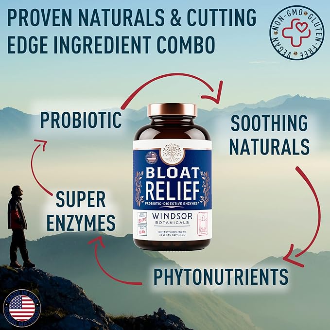 Bloat Relief Probiotic and Digestive Enzymes - Anti Bloating Turmeric, Fennel, Bromelain IBS Supplement - Detox Debloat Capsules Gas - Bloating Relief for Women and Men - 30 Gut Health Bloating Pills