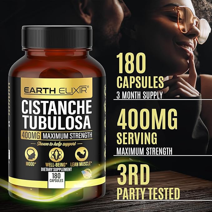 Cistanche Tubulosa 400 mg (180 Capsules) 3 Months Supply β Made in USA - 3rd Party Tested - Cistanche Supplement - Zero Fillers - Max Purity - Nootropics - 100% Pure Cistanche Herb