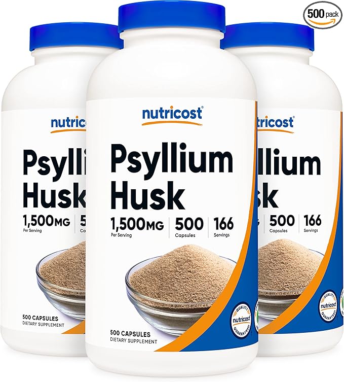 Nutricost Psyllium Husk 1500mg, 500 Capsules (3 Bottles)