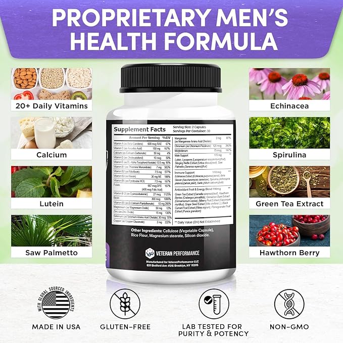Elite Vitals Multivitamin for Men ā Daily Mens Multivitamins Ages Over 20 Plus ā Prostrate Energy Immune Joint Support ā Daily Mens Vitamins and Minerals (2 pack)