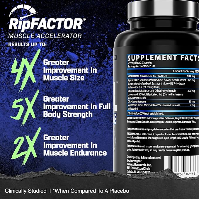 Anabol PM Nighttime Muscle Builder & Sleep Aid | Anabolic Muscle Building Supplement | Clinically Researched RIPFACTOR, Epicatechin & More | Post Workout Muscle Recovery & Strength ā 60 Pills
