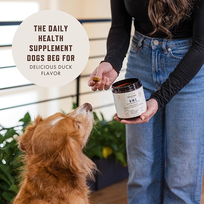 Rocco & Roxie 8 in 1 Dog Vitamins and Supplements, Glucosamine, Green Lipped Mussel Hip and Joint, Probiotics Digestive Health, Immune Skin and Coat, Puppy to Senior Chewable Multivitamin, 90 ct chews