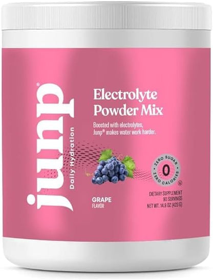 JUNP Electrolytes Powder No Sugar No Carbs – Vine Ripened Grape Infused Drink Mix - Potassium & Salt Electrolyte Hydration Powder Zero Calorie Sugar Free Electrolyte Powder,180 Servings