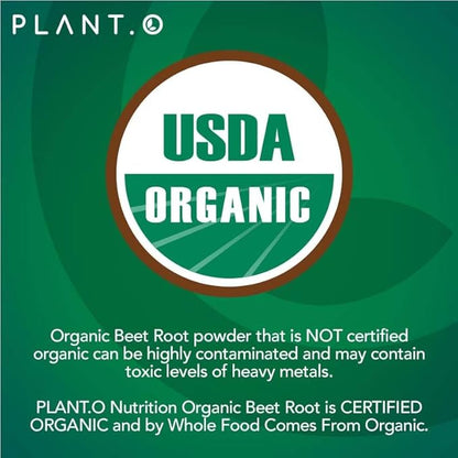 USDA Plant.O Premium Organic Beet Root Tablets [1350mg Beets Powder] with Black Pepper for Extra Absorption - Nitric Oxide Supplement