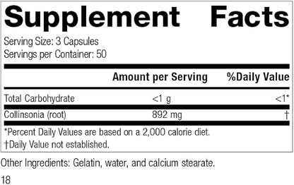 Standard Process Collinsonia Root - Whole Food Vascular Supplement, Digestive Health, Bladder Support, Digestion, and Kidney Support with Collinsonia Root -150 Capsules