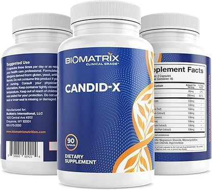 BioMatrix Candid-X Gut Cleanse with Berberine, Oregano, Sodium Caprylate, Chamomile, Ginger, PAU D'arco, Digestive Supplement for Men and Women | 90 Capsules