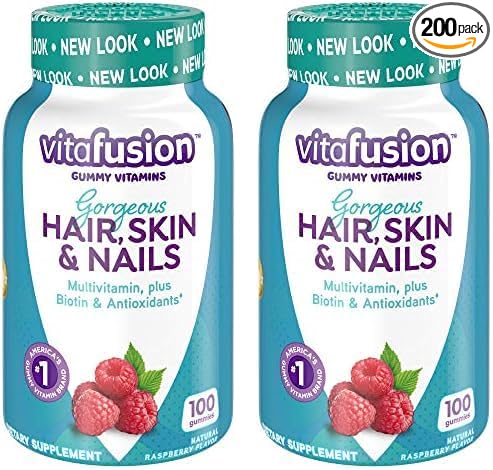 Vitafusion Gorgeous Hair, Skin & Nails Multivitamin Gummy Vitamins, 100ct (Pack of 2)