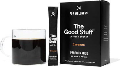 For Wellness The Good Stuff™ Performance Blend (30 Travel Packets), Non-Dairy Coffee Supplement with Collagen, L-Theanine and Himalayan Pink Salt – Improves Focus and Increases Energy