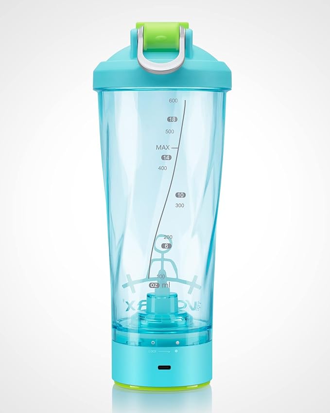 VOLTRX Electric Shaker Bottle - VortexBoost Portable USB C Rechargeable Protein Shake Mixer, Shaker Cups for Protein Shakes and Meal Replacement Shakes, BPA Free, Waterproof, Colored Light Base, 24 oz