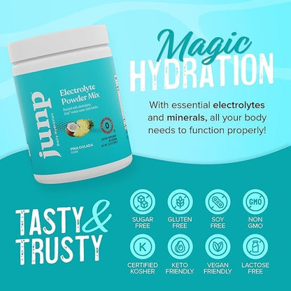 JUNP Electrolytes Powder No Sugar No Carbs – Pina Colada Coconut Pineapple Drink Mix - Potassium & Salt Electrolyte Hydration Powder - Zero Calorie Sugar Free Electrolyte Powder, Keto, 180 Servings