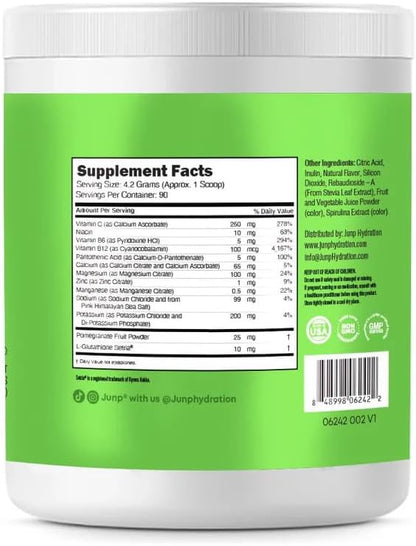 JUNP Electrolytes Powder No Sugar No Carbs – Mouthwatering Green Apple Drink Mix - Potassium & Salt Electrolyte Hydration Powder Zero Calorie Sugar Free Electrolyte Powder, Keto Friendly, 180 Servings