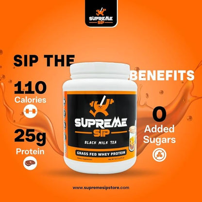 Boba Protein Powder Made with Real Black Tea - Boba Milk Tea Sweetened with Natural Monk Fruit - Clean, Creamy Boba Tea Protein Powder - Grass Fed Whey Protein Isolate Bubble Tea - 27 Oz