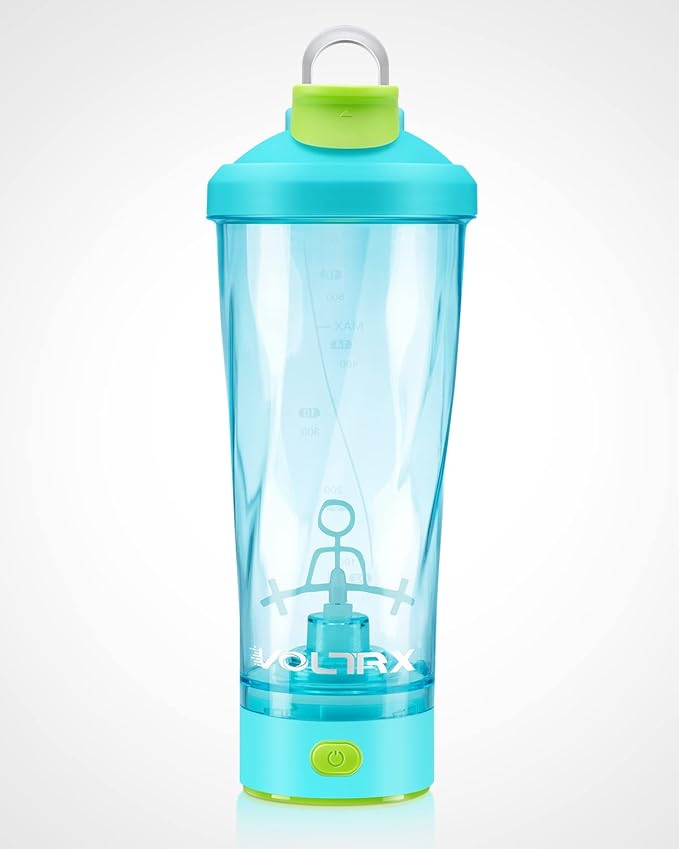 VOLTRX Electric Shaker Bottle - VortexBoost Portable USB C Rechargeable Protein Shake Mixer, Shaker Cups for Protein Shakes and Meal Replacement Shakes, BPA Free, Waterproof, Colored Light Base, 24 oz