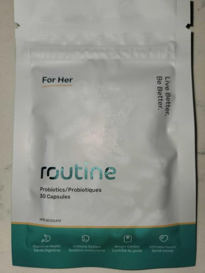 Routine Women's Daily Probiotics for Digestive and Feminine Health - 24 Billion CFU 30 Capsules - Dairy Free Organic Probiotics for Women (Refill)