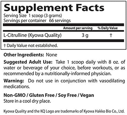 Doctor's Best L-Citrulline Powder, Helps Improve Circulation & Muscle Maintenance, Non-GMO, Vegan, Gluten Free, Soy Free, 200g