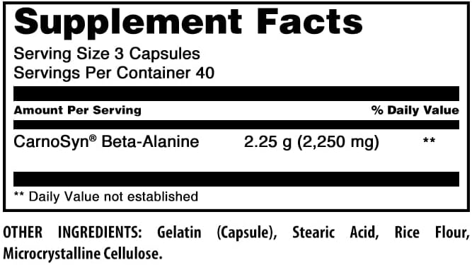 Amazing Formulas Beta Alanine Supplement | 2250 Mg Per Serving | 120 Capsules | Non-GMO | Gluten-Free | Made in USA