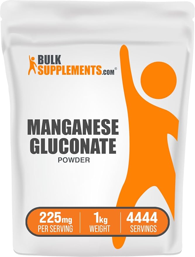 BulkSupplements.com Manganese Gluconate Powder - Manganese Supplements, Essential Trace Mineral - High Absorption & Gluten Free, 225mg per Serving, 1kg (2.2 lbs) (Pack of 1)