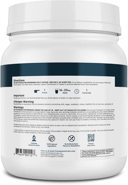 Transparent Labs Post - Post-Workout Recovery Muscle Builder with L-Glutamine, Beta-Alanine and BetaPure Betaine Anhydrous for Muscle Recovery and Muscle Building - 30 Servings, Black Cherry