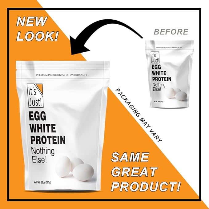 It's Just! - Egg White Protein Powder, Dried Egg Whites Protein, Meringue Ingredient, Non-GMO, USA Farms (Unflavored, 20oz)
