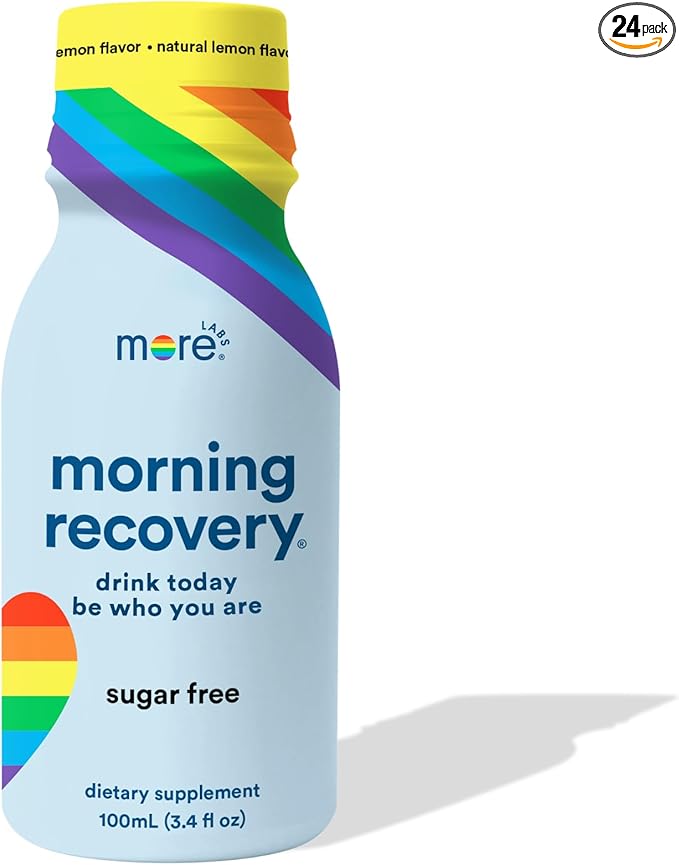Morning Recovery Electrolyte, Milk Thistle Drink Proprietary Formulation to Hydrate While Drinking for Morning Recovery, Highly Soluble Liquid DHM, Sugar-Free Lemon, Pack of 24 Pride Edition
