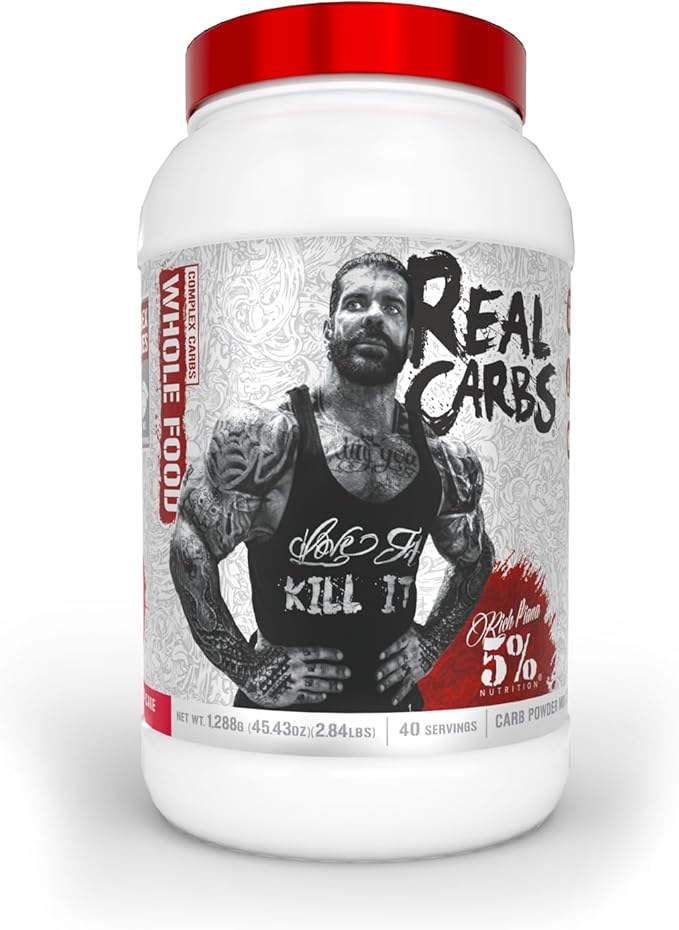 5% Nutrition Rich Piana Real Carbs with Real Food Complex Carbohydrates, Long-Lasting Low Glycemic Energy for Pre-Workout/Post-Workout Recovery Meal, 2.84 lb, 40 Servings (Strawberry Shortcake)