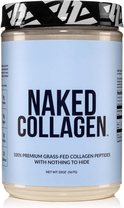 Naked Collagen Peptides Protein Powder, 60 Servings, Pasture-Raised, Unflavored Grass-Fed Hydrolyzed Collagen Supplement, Paleo Friendly, Non-GMO, Keto, Gluten Free, 20oz