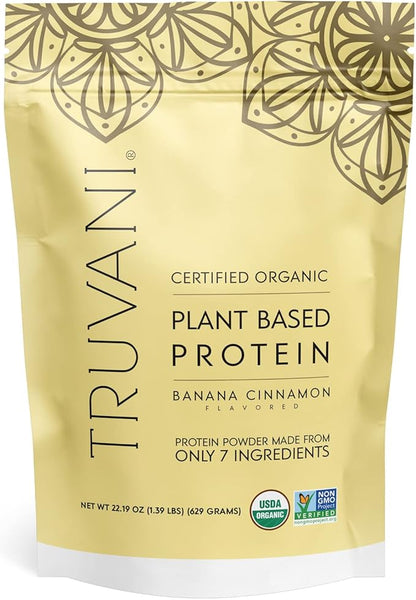 Truvani Vegan Pea Protein Powder | Banana Cinnamon | 20g Organic Plant Based Protein | 20 Servings | Keto | Gluten & Dairy Free | Low Carb | No Added Sugar