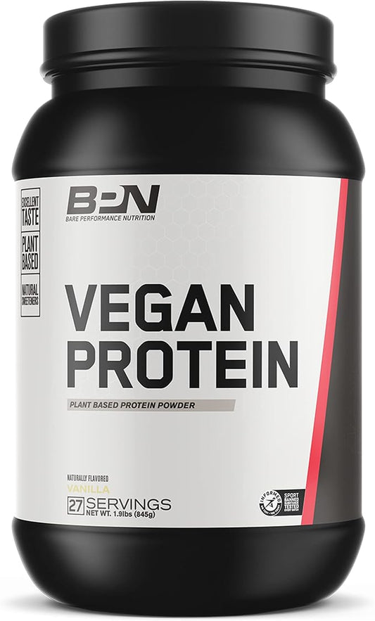 BARE PERFORMANCE NUTRITION Vegan Protein, Plant Based Protein, Pea Protein, Watermelon Protein and Pumpkin Protein, Naturally Sweetened and Flavored (Vanilla)