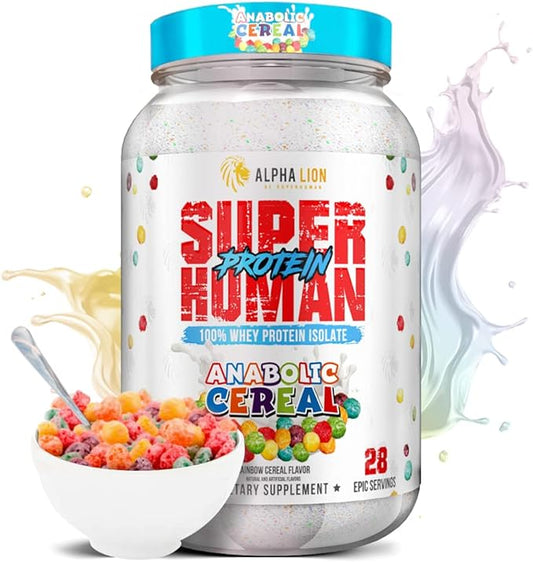 ALPHA LION Superhuman Whey Protein Powder, Great Tasting Pure Whey Protein Isolate, Low Carb, Low Sugar, No Bloat Post Workout, Muscle Recovery & Growth (28 Servings, Anabolic Cereal)