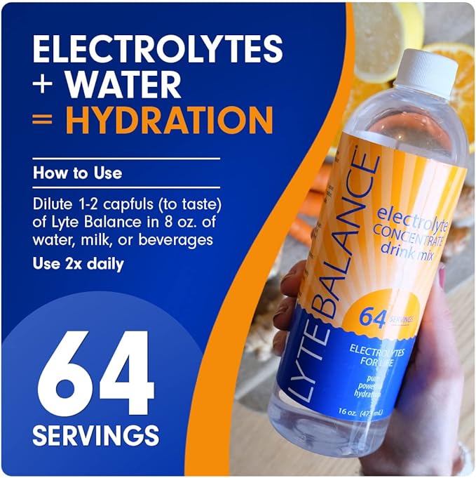 Electrolye Concentrate | Liquid Electrolytes Drink Mix w/Sodium, Potassium & Magnesium | Daily Hydration, Muscle Recovery, Immune Support, Rehydration | Keto, No Sugar (64 Servings)