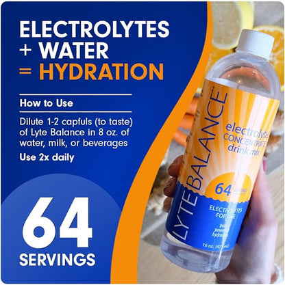 Electrolye Concentrate | Liquid Electrolytes Drink Mix w/Sodium, Potassium & Magnesium | Daily Hydration, Muscle Recovery, Immune Support, Rehydration | Keto, No Sugar (64 Servings)