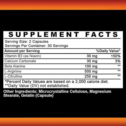 Angry Supplements Monster Test Nitric Oxide Booster Capsules, Extreme N.O Boost, Powerful Workouts, Quick Recovery & Energy (1-Bottle, 60ct)