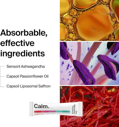Calm Drink Mix - Relaxation Aid with Magnesium, Ashwagandha, L-Theanine, & Vitamin D - Supports Cortisol Regulation and Mood for Men & Women - Watermelon Lemonade Flavor 7 Sticks