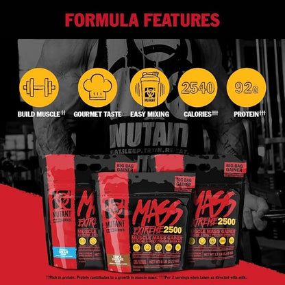 Mutant Mass Extreme Gainer – Whey Protein Powder – Build Muscle Size and Strength – High Density Clean Calories (Jacked Berry Blast, 12 lbs)
