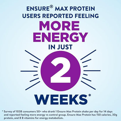 Ensure Max Protein Nutrition Shake Liquid, with 30g of Protein, 1g of Sugar, High Protein Shake, Creamy Peach, 11 fl oz - Pack of 12