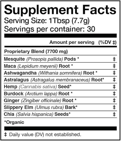 Anima Mundi Qi Energy + Protein Superfood Powder - Adaptogenic Adrenal Support Supplement Powder with Ashwagandha and Slippery Elm - Mood and Energy Support Supplement and Protein Powder (8oz / 227g)