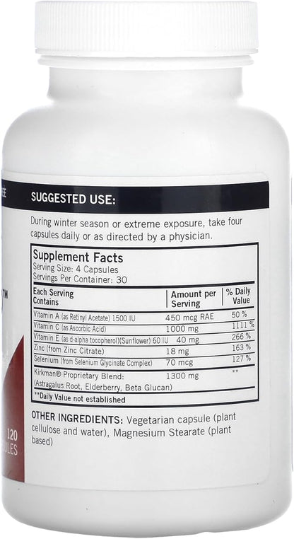 Kirkman - Immuno-Aid Advanced Formula - 120 Capsules - Immune Support - Potent Proprietary Blend - Hypoallergenic
