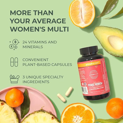 Primal Harvest Multivitamin for Women Vitamin A, Vitamin C, Vitamin D and E, Vitamin B12, B6, Biotin, Zinc Supplements, 30 Capsules (Womens 2 Pack)