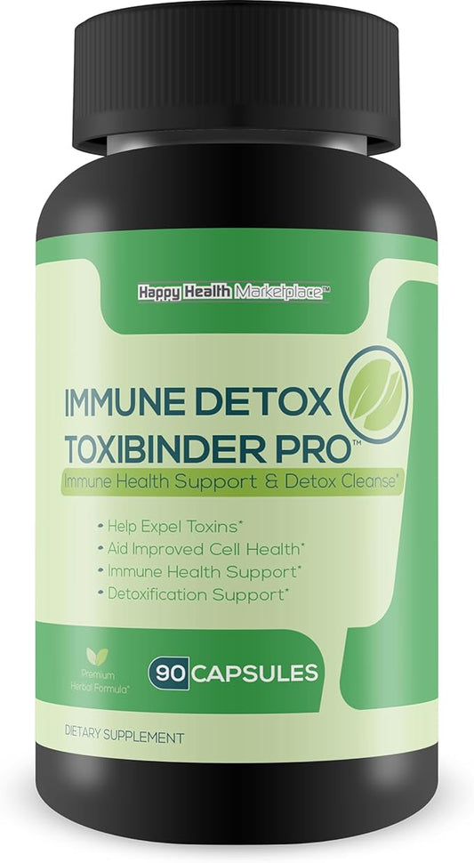 Immune Detox Toxibinder Pro - Detox & Immune Support Supplement - Help Expel Toxins - Natural Detox Cleanse - Psyllium, Vitamin C, Ginger, Zinc, Dandelion Root - Full Body Detox Immune Boost Support