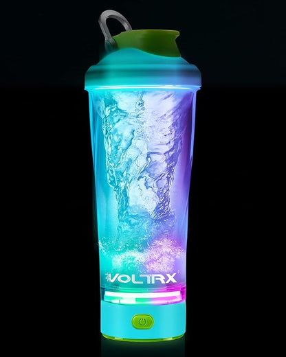 VOLTRX Electric Shaker Bottle - VortexBoost Portable USB C Rechargeable Protein Shake Mixer, Shaker Cups for Protein Shakes and Meal Replacement Shakes, BPA Free, Waterproof, Colored Light Base, 24 oz