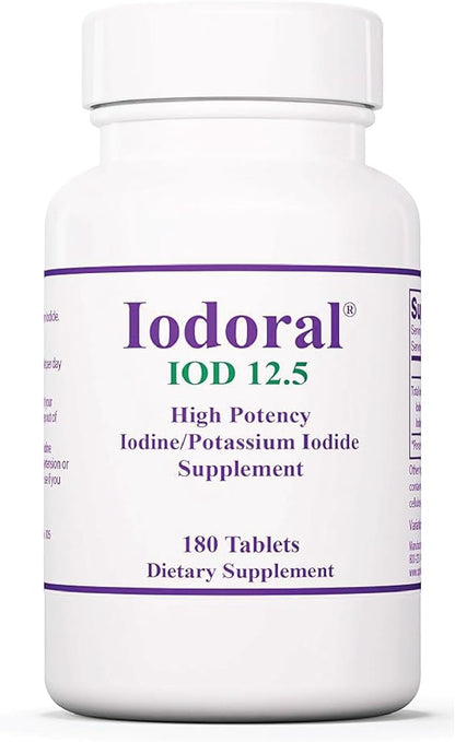 Optimox Iodoral 12.5 mg – Iodine Supplements for Thyroid Support, Potassium Iodide Tablets, Lugol Solution, Daily Vitamins and Minerals, High Potency Iodine Tablets – 180 Tablets 1-Pack