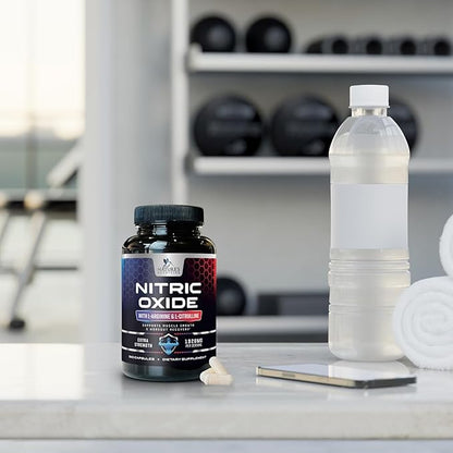 Extra Strength Nitric Oxide Supplement L Arginine 3X Strength - Citrulline Malate, AAKG, Beta Alanine - Premium Muscle Supporting Nitric Oxide Booster for Strength & Energy Supplements - 240 Capsules