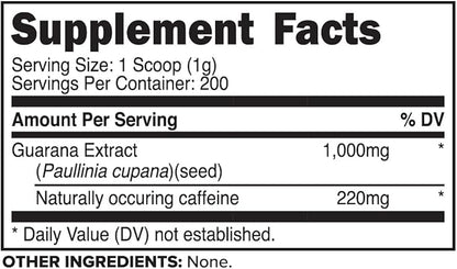 Primaforce Guarana Powder (200g) (Unflavored) - Pure Guarana, 200 Servings