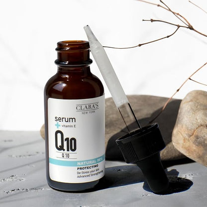 Clara's NEW YORK | Q10 Antioxidant Serum | with Hydrolyzed Collagen, Ceramide NP, Vitmain E | Anti-aging Protecting Repairing Skin Barrier Pore Minimizer Balancing Sebum | 30ml 1Fl oz | Made In USA