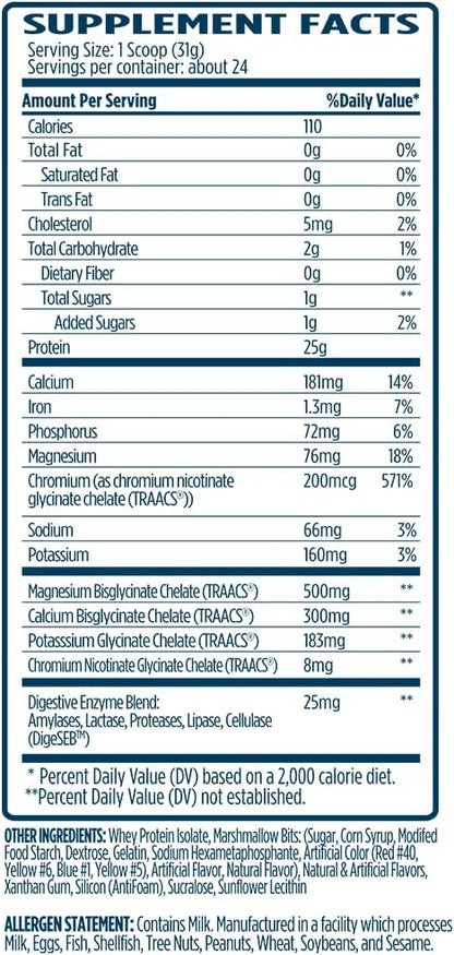 VMI Sports | ProtoLyte Whey Isolate Protein Powder | Low Calorie Whey Protein Powder for Weight Loss | Protein Powder for Muscle Gain | Digestive Enzymes | Non-GMO (Marshmallow Charms, 1.6 Pounds)