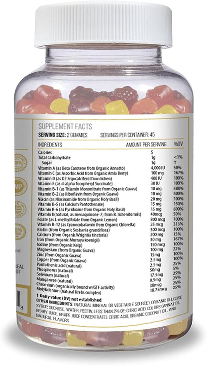 ACTIF Organic Bariatric Gummies with 25+ Organic Vitamins and Minerals for Bariatric Surgery and Weight Loss, Advanced Formula - 90 Count