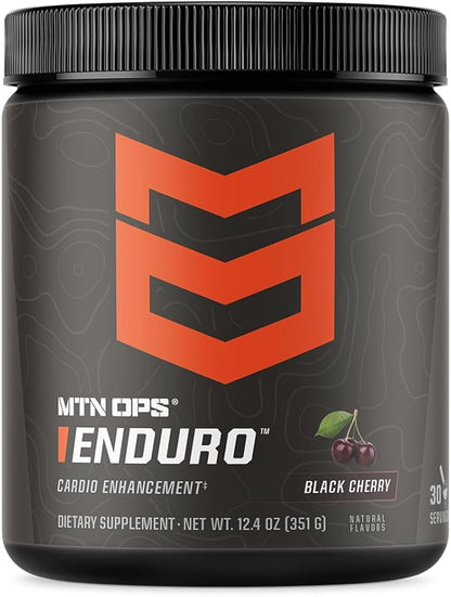 MTN OPS Enduro Nitric Oxide Supplement & Stim-Free Pre Workout - 30 Servings - with Magnesium Citrate, Beet Root Powder, Niacinamide, L Arginine & L Citrulline - Black Cherry Flavor